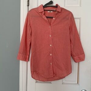 Uniqlo red gingham top 3/4 sleeve size xs